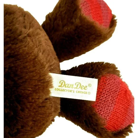 Plush Christmas Moose Brown Stuffed Knit Antler Deer Dan Dee Collector's Choice - Picture 4 of 6